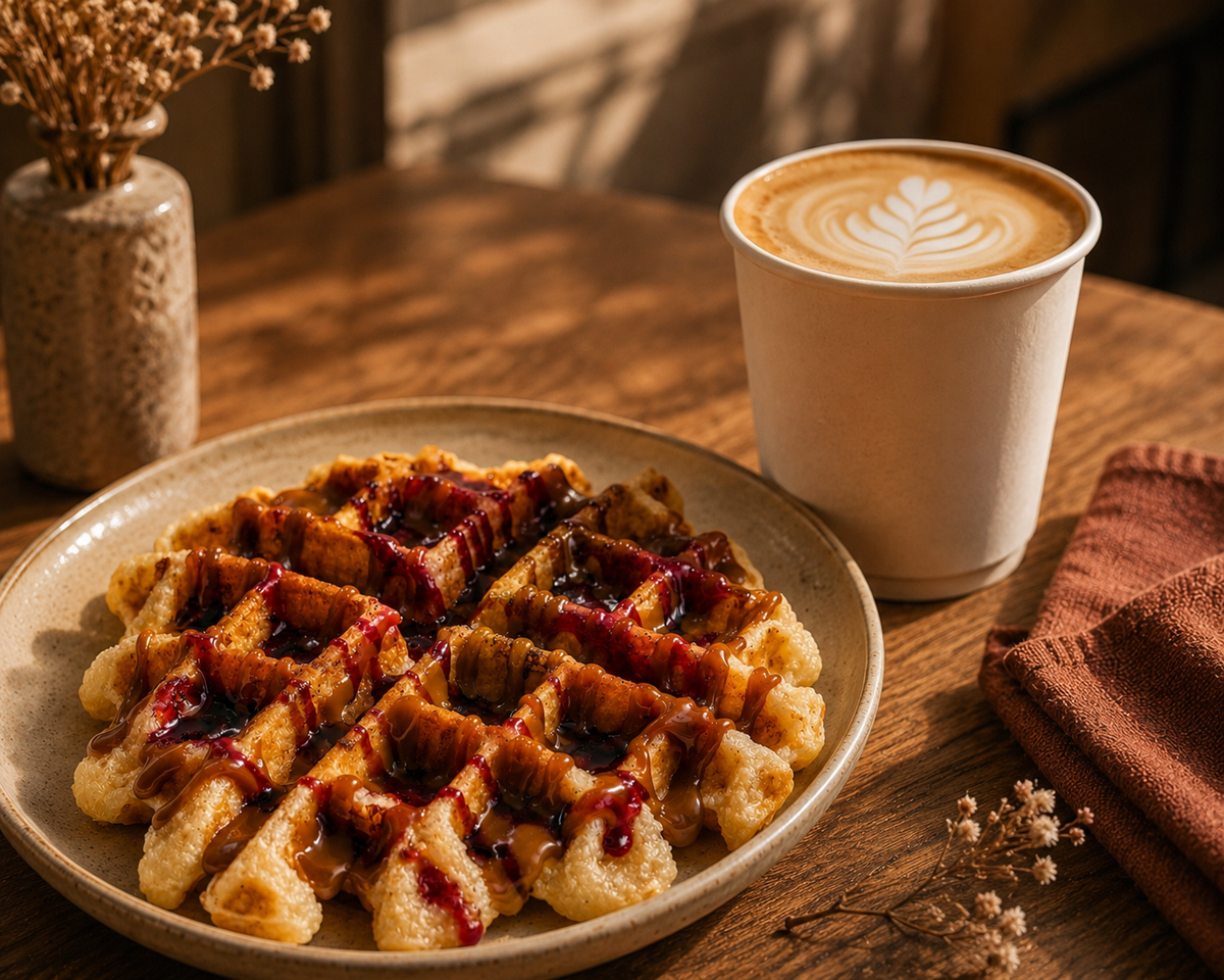 Waffle de pandebono y café: una tradición colombiana.